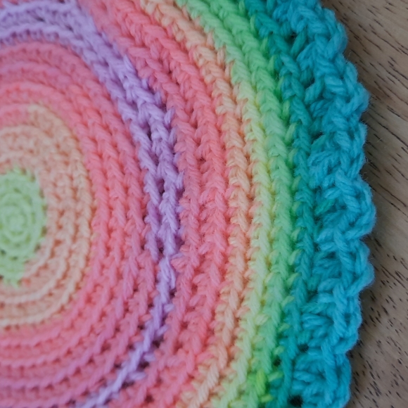 Colourful Neon Round Knit Table Doilies - Picture 9 of 10
